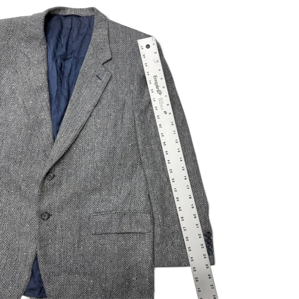 Ermenegildo Zegna Herringbone Virgin Wool Blazer Menns 46R Sport Coat Blue Grey